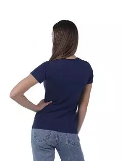 Хлопковая футболка с круглым вырезом горловины темно-синего цвета Sergio Dallini RTSDT651-3-05